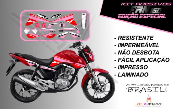 kit adesivos fan 160 2017 a 2021- edição especial (moto vermelha) - Imagem 14