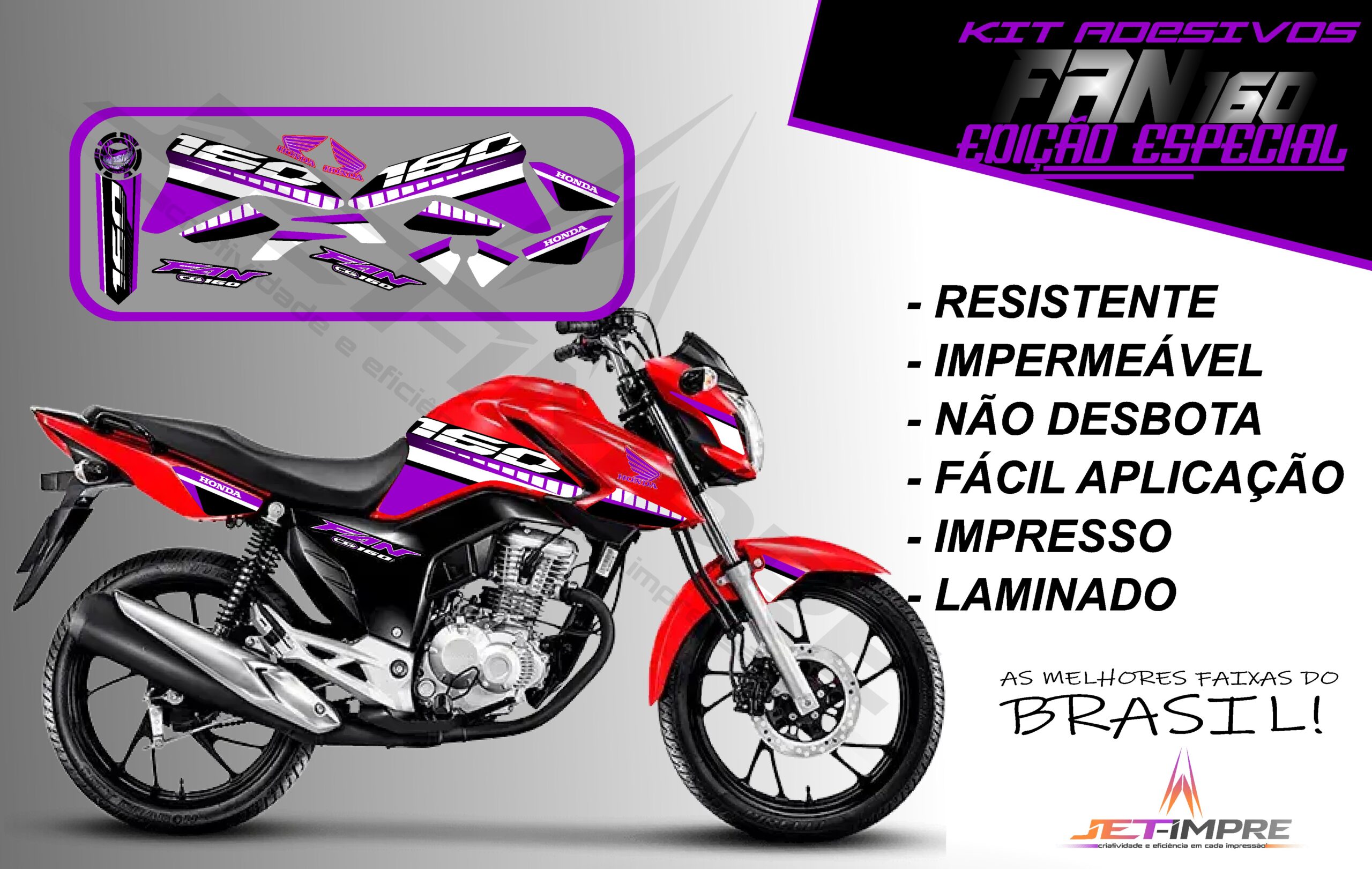 kit adesivo fan 160 2022-edição especial(moto vermelha) - Imagem 15