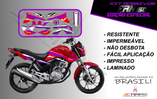 kit adesivos fan 160 2017 a 2021- edição especial (moto vermelha) - Imagem 15