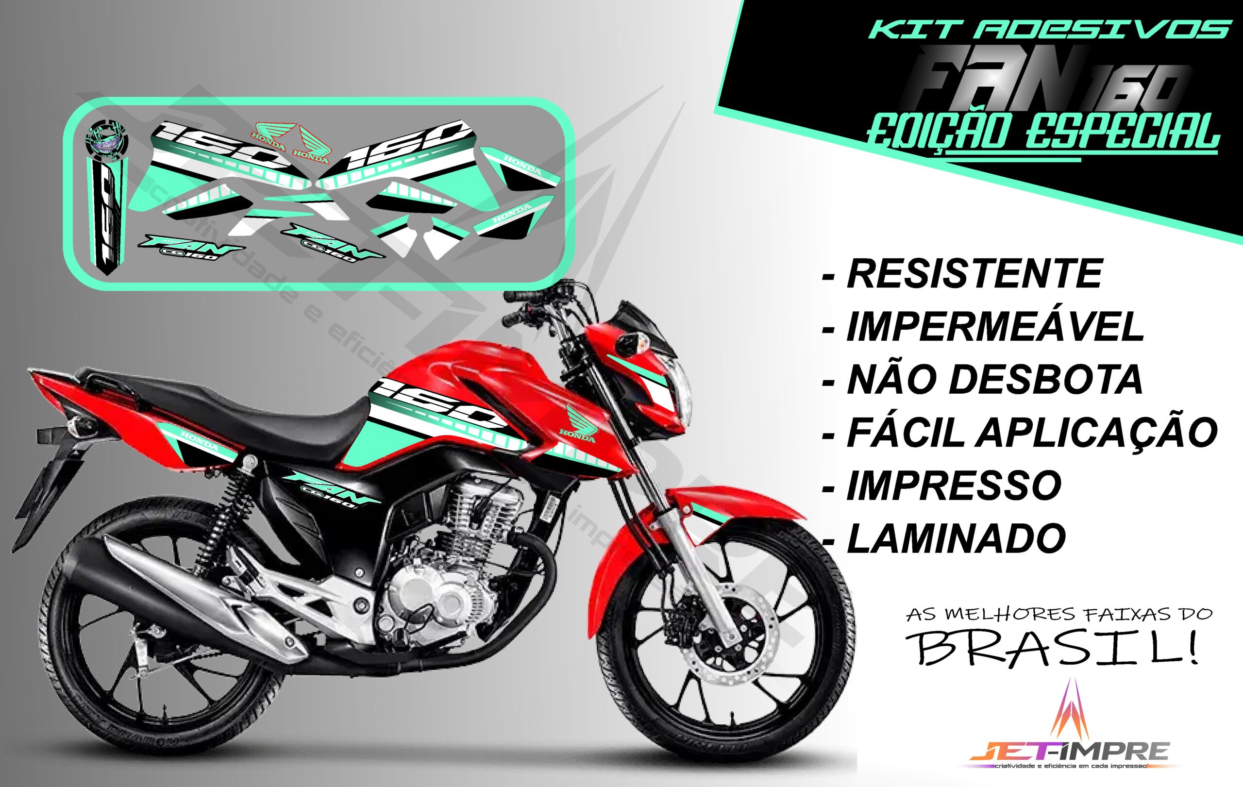 kit adesivo fan 160 2022-edição especial(moto vermelha) - Imagem 16