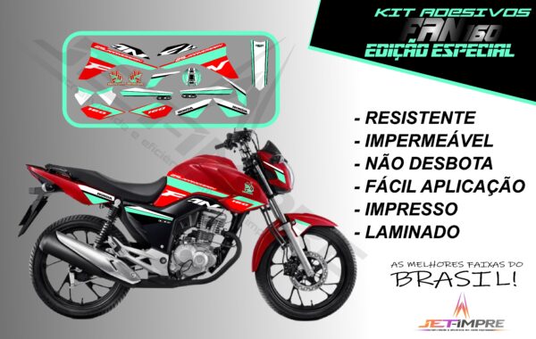 kit adesivos fan 160 2017 a 2021- edição especial (moto vermelha) - Imagem 16