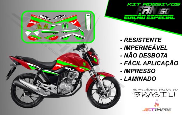 kit adesivos fan 160 2017 a 2021- edição especial (moto vermelha) - Imagem 18