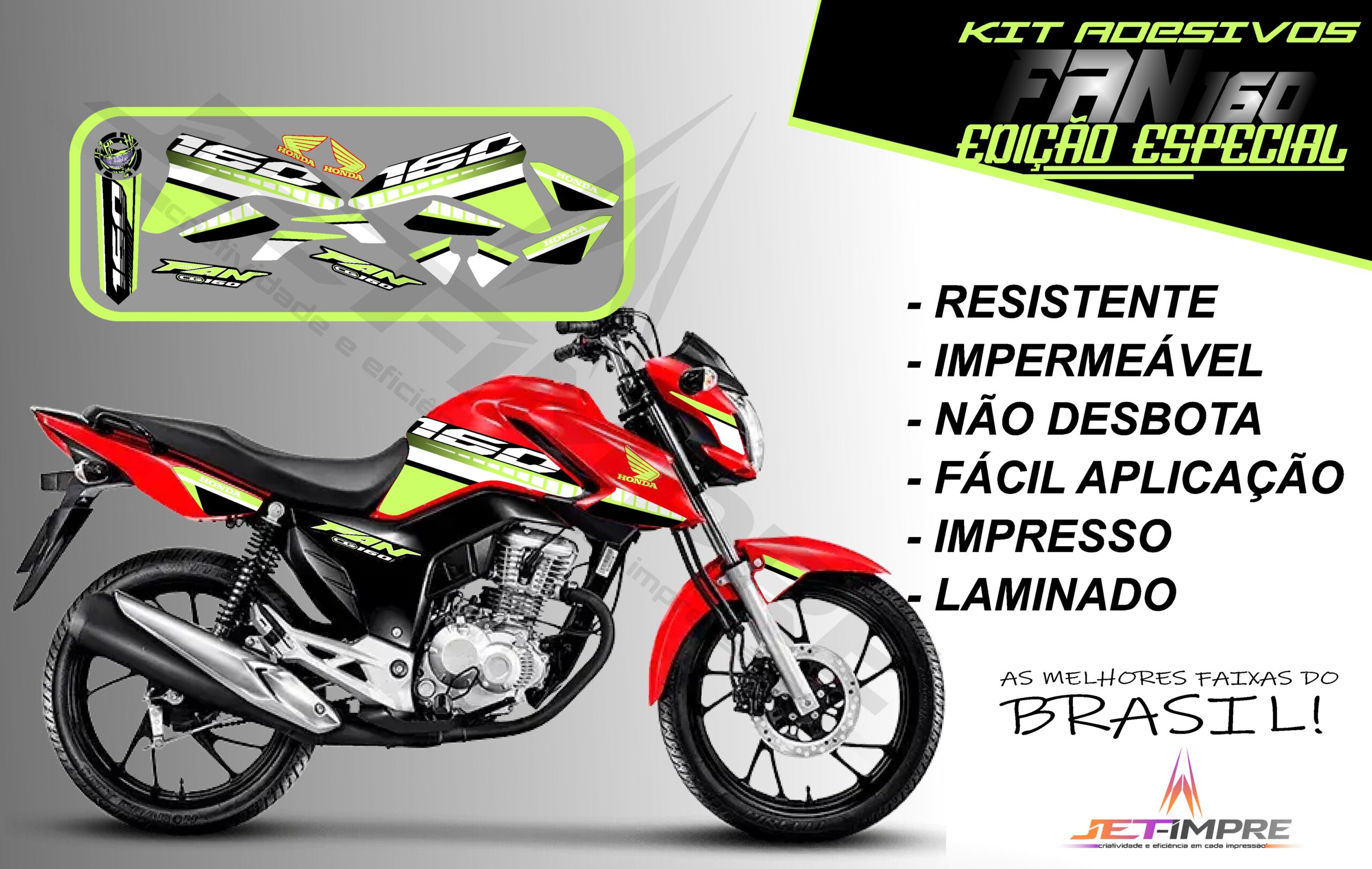 kit adesivo fan 160 2022-edição especial(moto vermelha) - Imagem 17