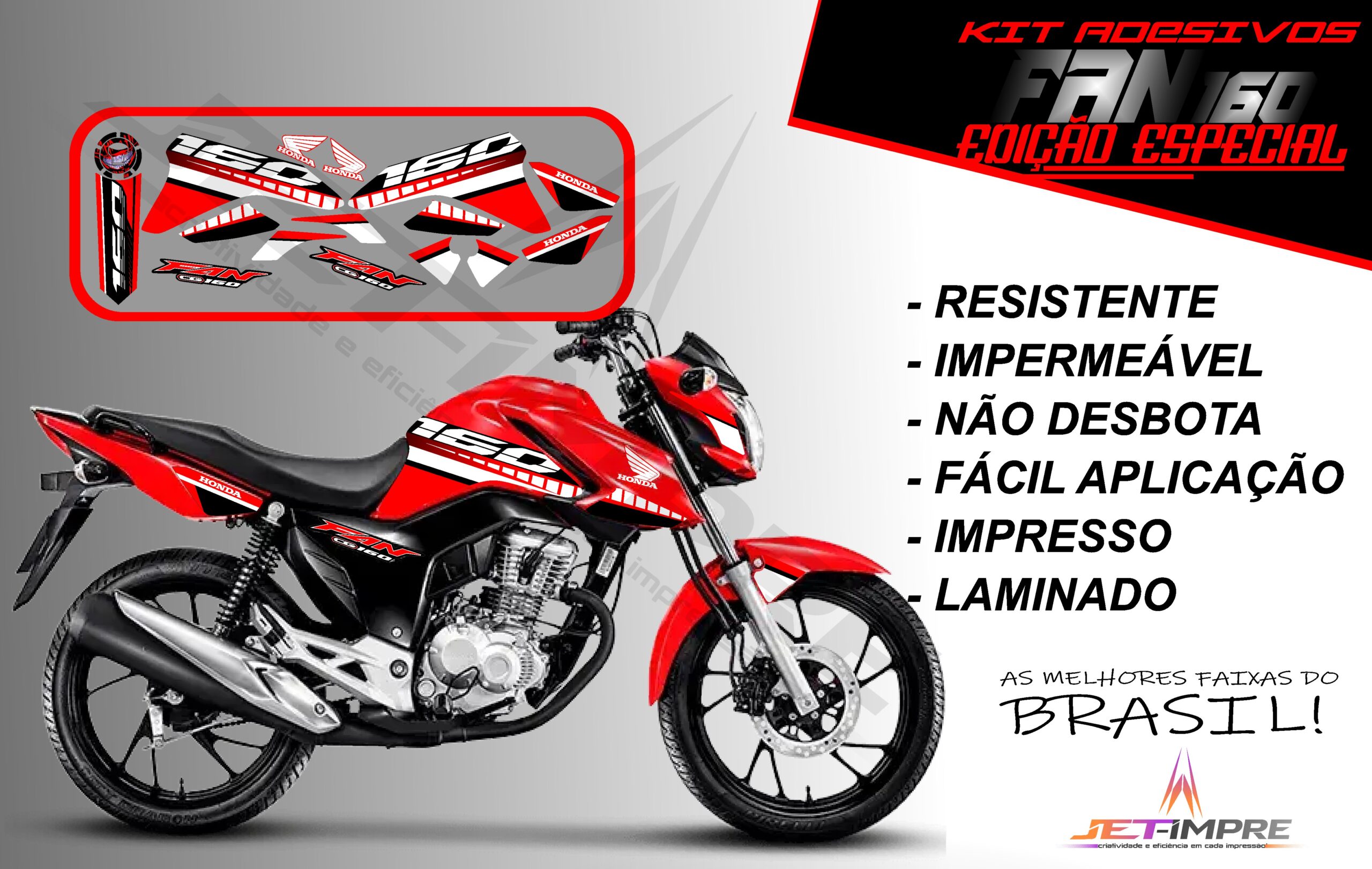 kit adesivo fan 160 2022-edição especial(moto vermelha) - Imagem 18