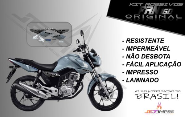 kit adesivo fan 160 2017 à 2021- modelo original(moto prata) - Imagem 8