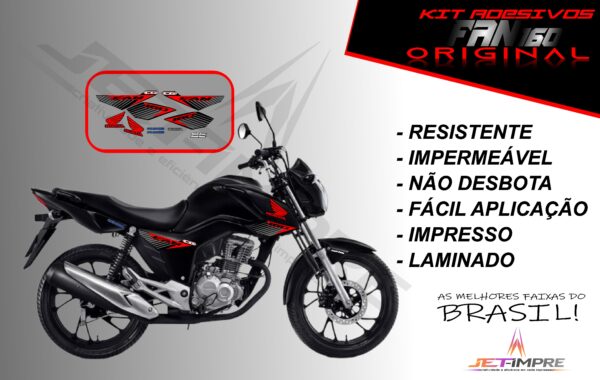 kit adesivo fan 160 2017 à 2021- modelo original(moto preta) - Imagem 19