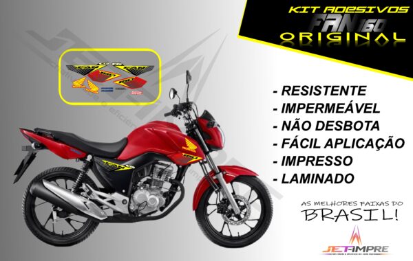 kit adesivo fan 160 2017 à 2021- modelo original(moto vermelha) - Imagem 2