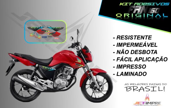 kit adesivo fan 160 2017 à 2021- modelo original(moto vermelha) - Imagem 3