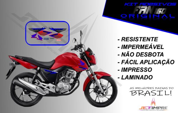 kit adesivo fan 160 2017 à 2021- modelo original(moto vermelha) - Imagem 4