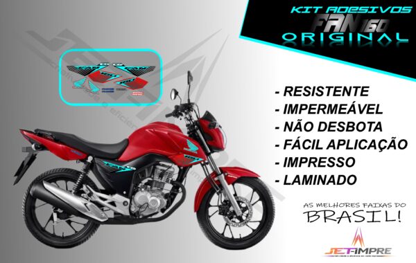 kit adesivo fan 160 2017 à 2021- modelo original(moto vermelha) - Imagem 6