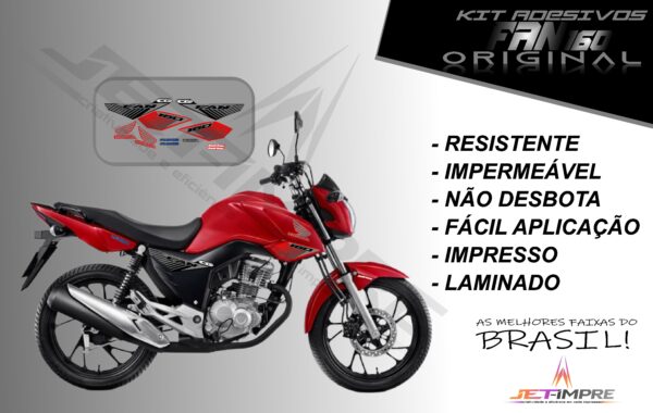 kit adesivo fan 160 2017 à 2021- modelo original(moto vermelha) - Imagem 8