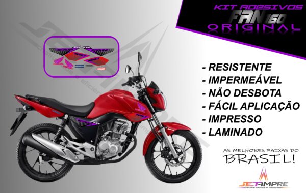 kit adesivo fan 160 2017 à 2021- modelo original(moto vermelha) - Imagem 15