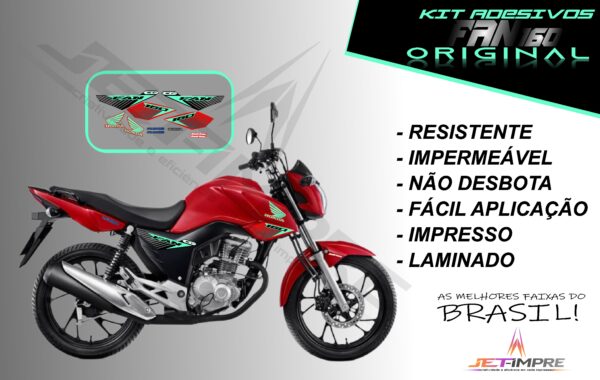 kit adesivo fan 160 2017 à 2021- modelo original(moto vermelha) - Imagem 16