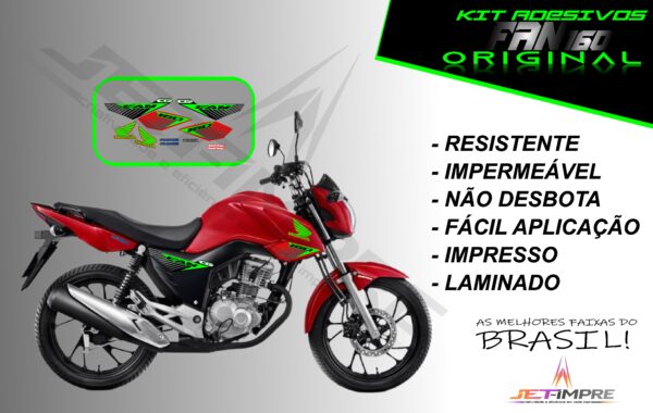 kit adesivo fan 160 2017 à 2021- modelo original(moto vermelha) - Imagem 18