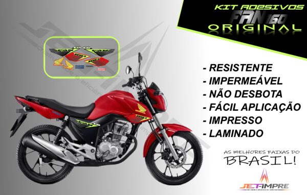 kit adesivo fan 160 2017 à 2021- modelo original(moto vermelha) - Imagem 17