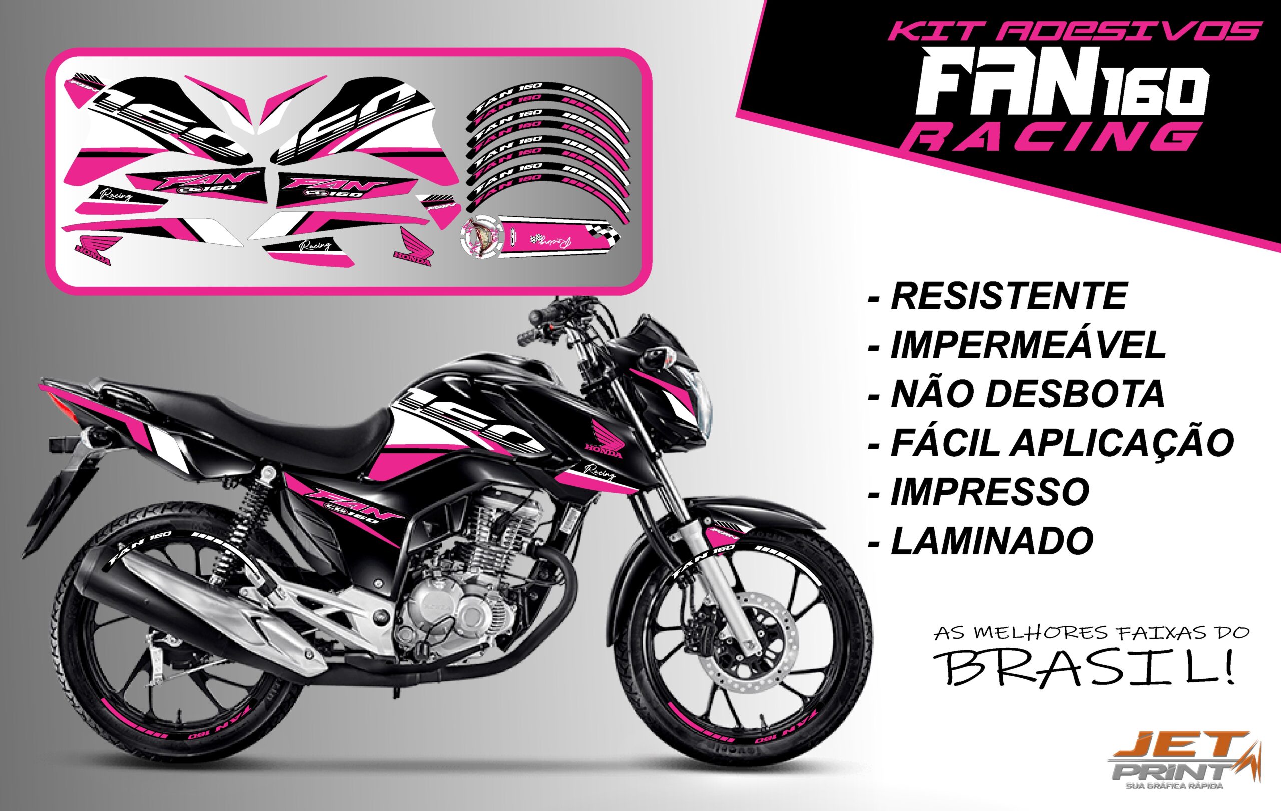 kit adesivos fan 160 2022-racing (moto preta) - Imagem 11