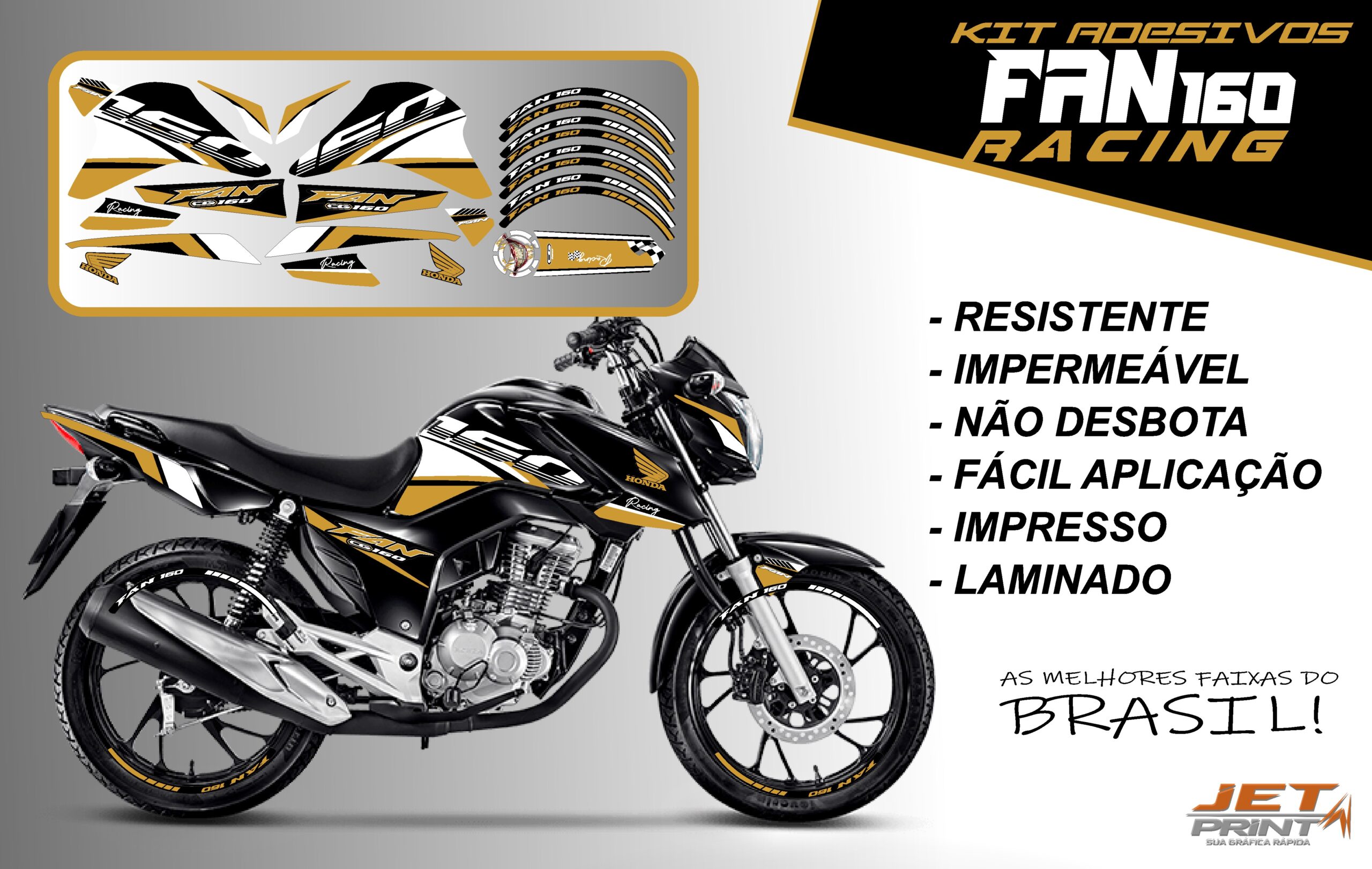 kit adesivos fan 160 2022-racing (moto preta) - Imagem 12