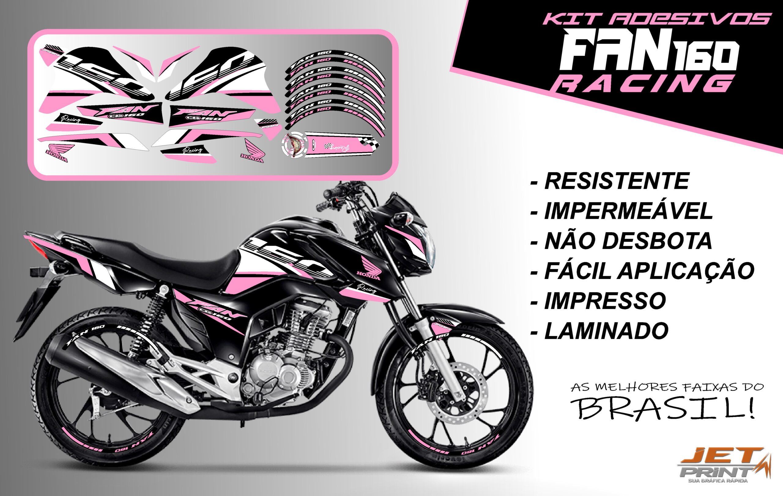 kit adesivos fan 160 2022-racing (moto preta) - Imagem 13