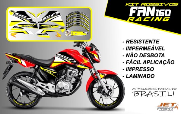 kit adesivos fan 160 2022-racing (moto vermelha) - Imagem 2