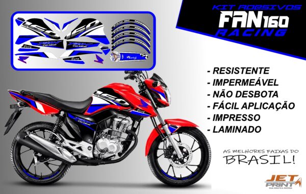 kit adesivos fan 160 2022-racing (moto vermelha) - Imagem 3