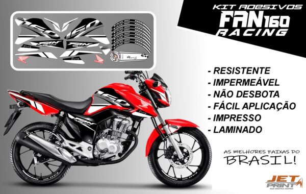 kit adesivos fan 160 2022-racing (moto vermelha) - Imagem 4
