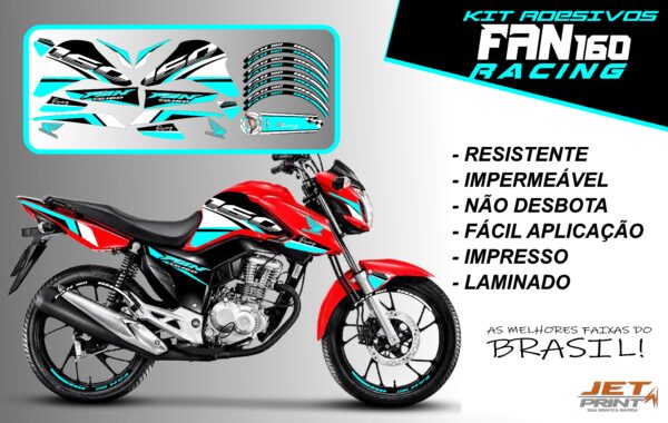 kit adesivos fan 160 2022-racing (moto vermelha) - Imagem 5