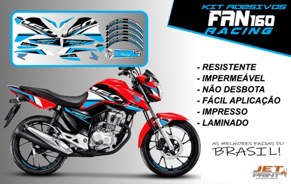 kit adesivos fan 160 2022-racing (moto vermelha) - Imagem 6