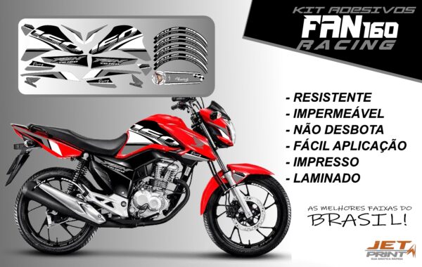 kit adesivos fan 160 2022-racing (moto vermelha) - Imagem 7