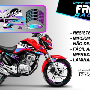 kit adesivos fan 160 2022-racing (moto vermelha)