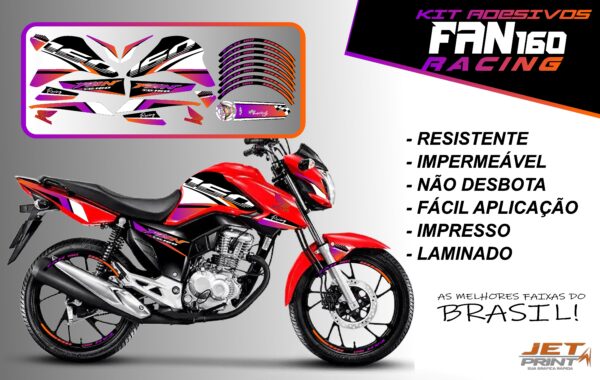 kit adesivos fan 160 2022-racing (moto vermelha) - Imagem 9