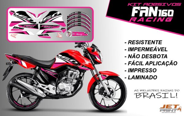 kit adesivos fan 160 2022-racing (moto vermelha) - Imagem 11