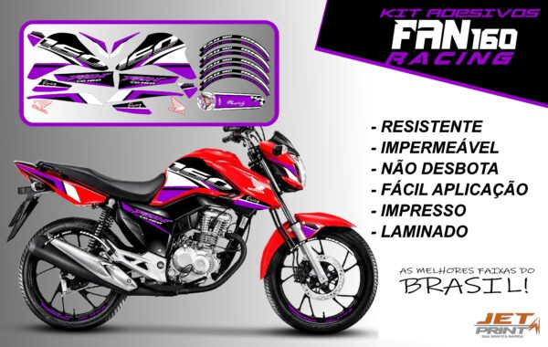 kit adesivos fan 160 2022-racing (moto vermelha) - Imagem 14