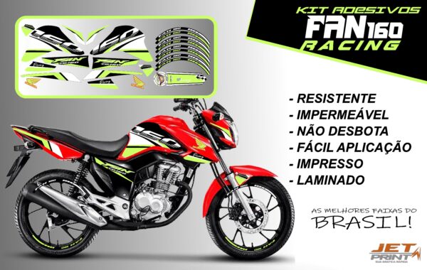 kit adesivos fan 160 2022-racing (moto vermelha) - Imagem 16