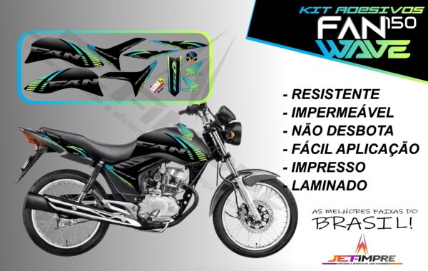 kit adesivos fan 150 2012 a 2013-wave (moto prata) - Imagem 3