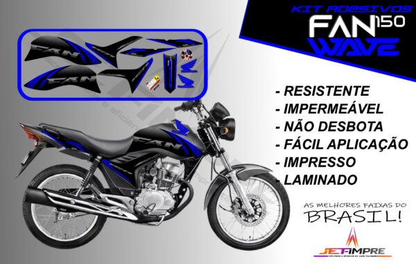 kit adesivos fan 150 2012 a 2013-wave (moto prata) - Imagem 4