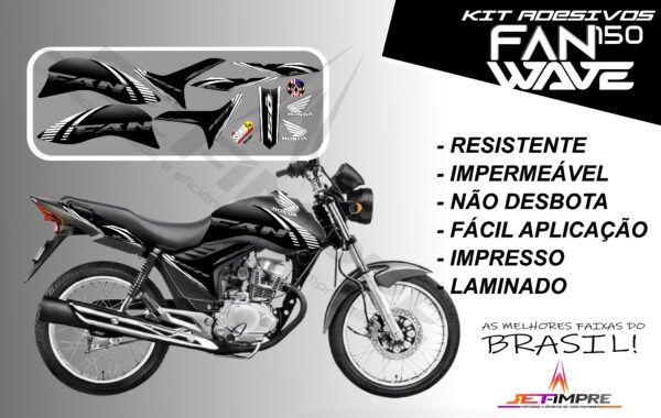 kit adesivos fan 150 2012 a 2013-wave (moto prata) - Imagem 5