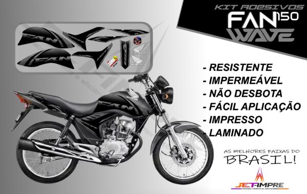 kit adesivos fan 150 2012 a 2013-wave (moto prata) - Imagem 8