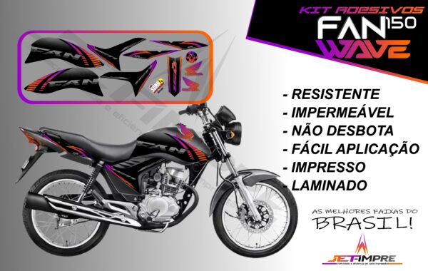 kit adesivos fan 150 2012 a 2013-wave (moto prata)