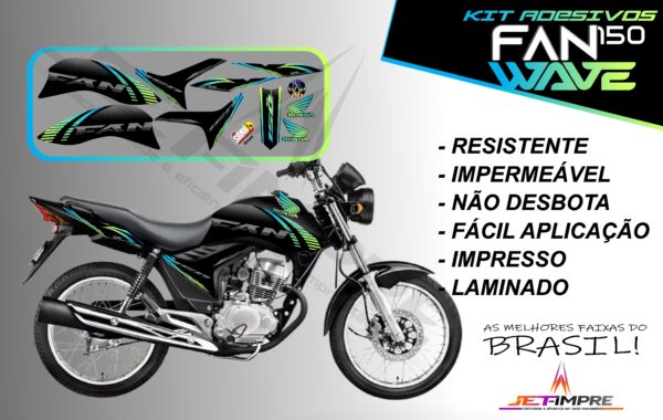 kit adesivos fan 150 2012 a 2013-wave (moto preta) - Imagem 2