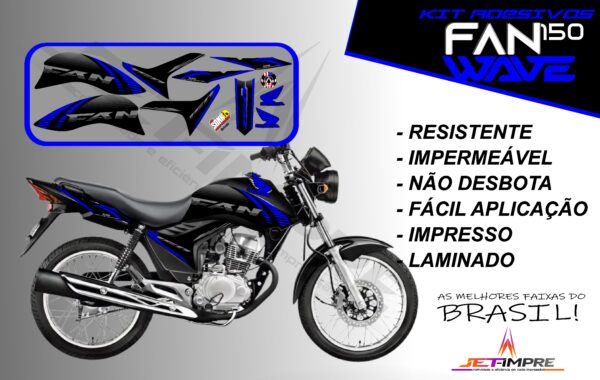 kit adesivos fan 150 2012 a 2013-wave (moto preta) - Imagem 3