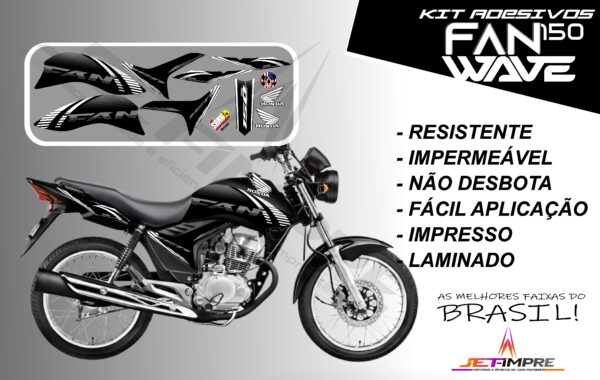 kit adesivos fan 150 2012 a 2013-wave (moto preta) - Imagem 4