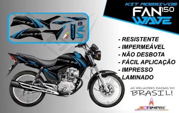 kit adesivos fan 150 2012 a 2013-wave (moto preta) - Imagem 6