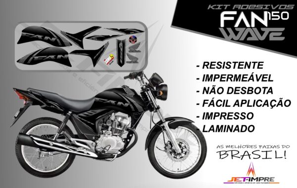 kit adesivos fan 150 2012 a 2013-wave (moto preta) - Imagem 7