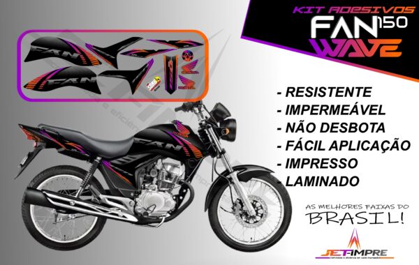 kit adesivos fan 150 2012 a 2013-wave (moto preta) - Imagem 9