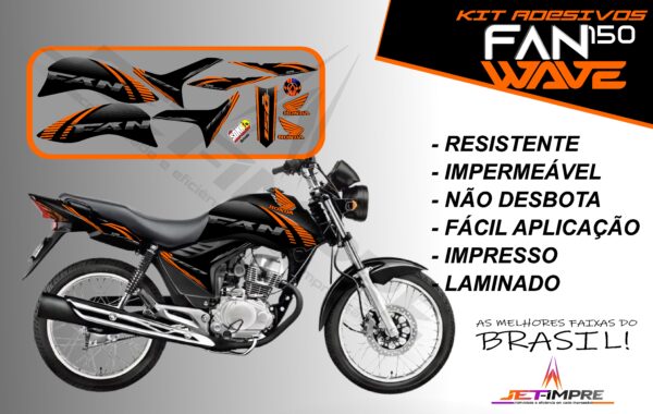 kit adesivos fan 150 2012 a 2013-wave (moto preta) - Imagem 10