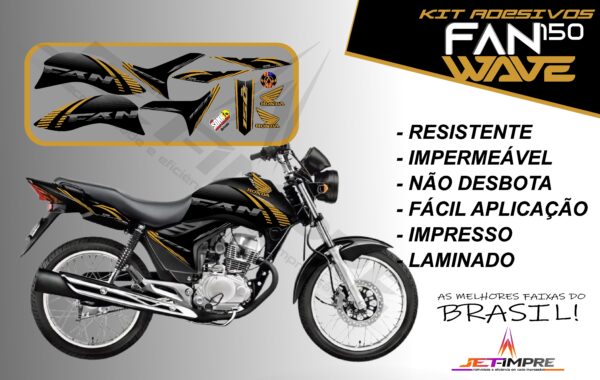 kit adesivos fan 150 2012 a 2013-wave (moto preta) - Imagem 12