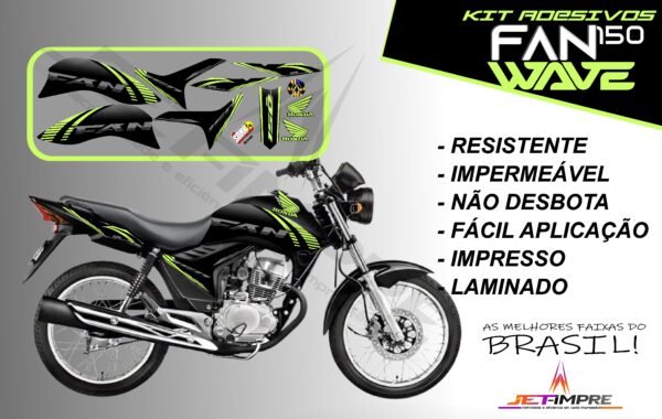 kit adesivos fan 150 2012 a 2013-wave (moto preta) - Imagem 16