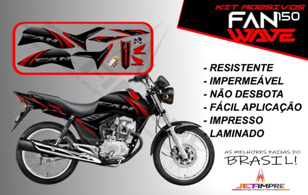 kit adesivos fan 150 2012 a 2013-wave (moto preta) - Imagem 18