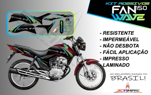 kit adesivos fan 150 2012 a 2013-wave (moto vermelho) - Imagem 3