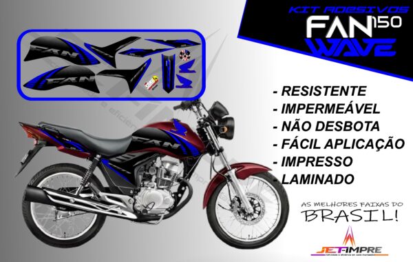 kit adesivos fan 150 2012 a 2013-wave (moto vermelho) - Imagem 4
